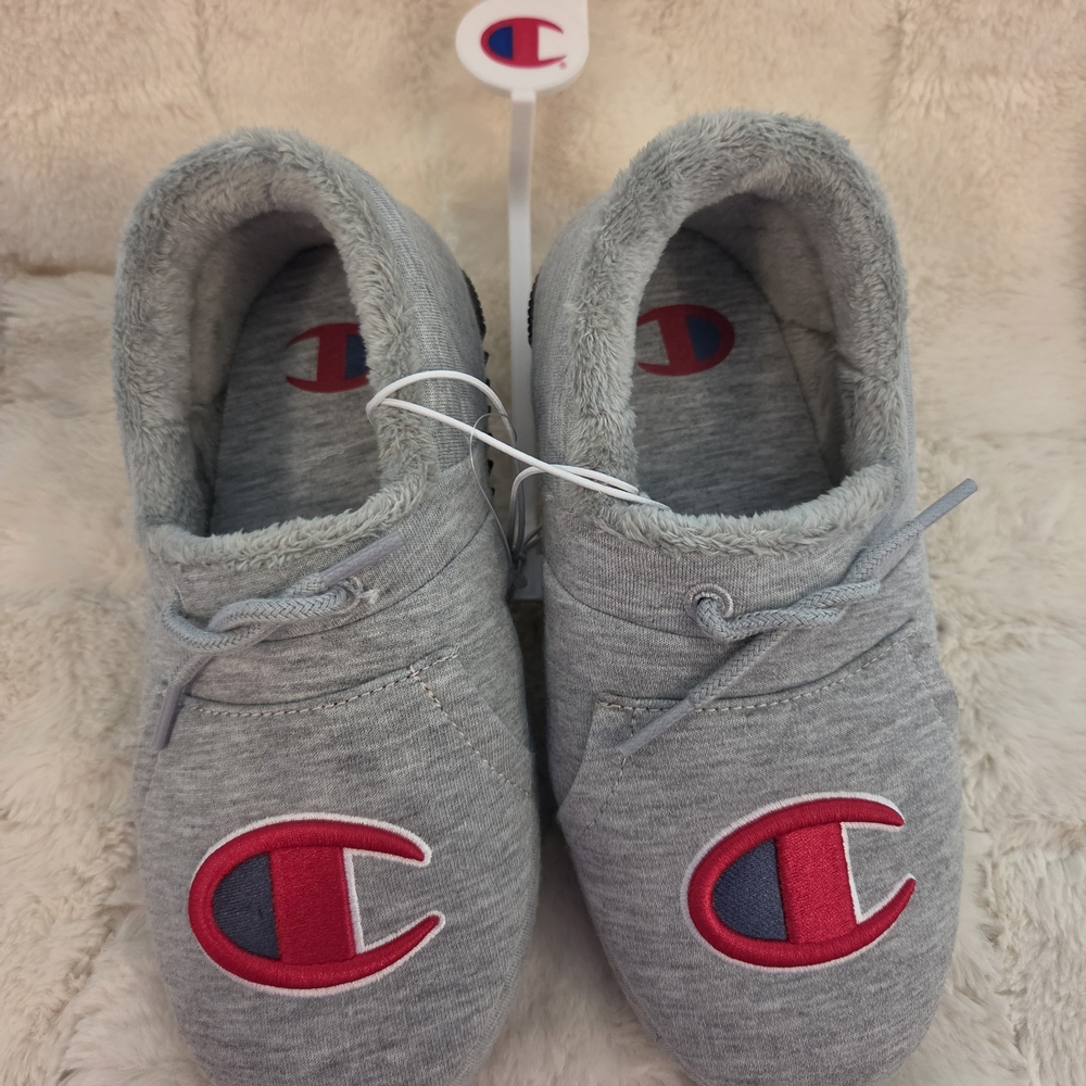 Champion Kids' Gray Logo Slip-On One-Piece Slippers